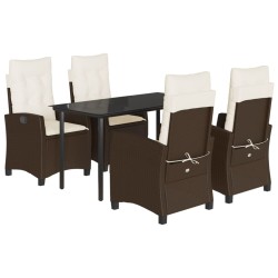 vidaXL Set comedor de jardín 5 piezas y cojines ratán sintético marrón