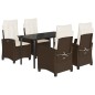 vidaXL Set comedor de jardín 5 piezas y cojines ratán sintético marrón vidaXL Set comedor de jardín 5 piezas y cojines ratán sintético marrón
