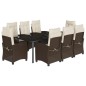 vidaXL Set comedor para jardín 9 pzas y cojines ratán sintético marrón