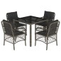 vidaXL Set comedor de jardín 5 piezas con cojines ratán sintético gris vidaXL Set comedor de jardín 5 piezas con cojines ratán sintético gris