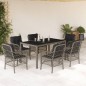 vidaXL Set comedor jardín 7 pzas y cojines ratán sintético gris vidaXL Set comedor jardín 7 pzas y cojines ratán sintético gris