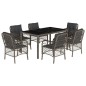vidaXL Set comedor jardín 7 pzas y cojines ratán sintético gris vidaXL Set comedor jardín 7 pzas y cojines ratán sintético gris