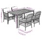 vidaXL Set comedor de jardín 5 piezas con cojines ratán sintético gris vidaXL Set comedor de jardín 5 piezas con cojines ratán sintético gris