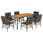 vidaXL Set comedor jardín 7 pzas y cojines ratán sintético gris vidaXL Set comedor jardín 7 pzas y cojines ratán sintético gris
