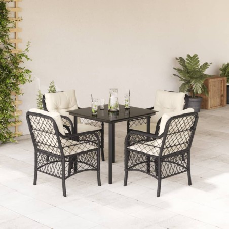 vidaXL Set de muebles jardín 5 pzas con cojines ratán sintético negro