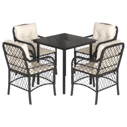vidaXL Set de muebles jardín 5 pzas con cojines ratán sintético negro