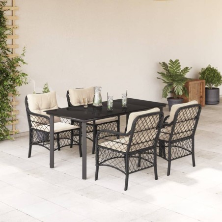 vidaXL Set de muebles jardín 5 pzas con cojines ratán sintético negro