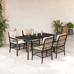 vidaXL Set comedor de jardín 5 piezas y cojines ratán sintético marrón