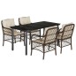 vidaXL Set comedor de jardín 5 piezas y cojines ratán sintético marrón