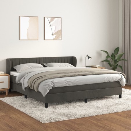 vidaXL Cama box spring con colchón terciopelo gris oscuro 180x200 cm