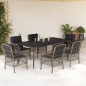 vidaXL Set comedor jardín 7 pzas y cojines ratán sintético gris vidaXL Set comedor jardín 7 pzas y cojines ratán sintético gris
