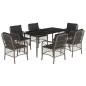 vidaXL Set comedor jardín 7 pzas y cojines ratán sintético gris vidaXL Set comedor jardín 7 pzas y cojines ratán sintético gris