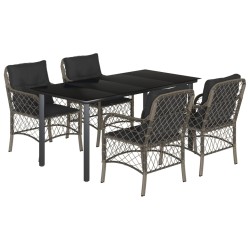 vidaXL Set comedor de jardín 5 piezas con cojines ratán sintético gris
