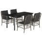 vidaXL Set comedor de jardín 5 piezas con cojines ratán sintético gris vidaXL Set comedor de jardín 5 piezas con cojines ratán sintético gris