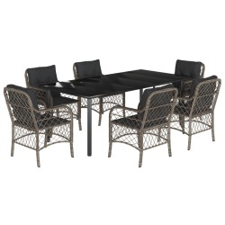 vidaXL Set comedor jardín 7 pzas y cojines ratán sintético gris