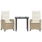 vidaXL Set comedor de jardín 3 pzas con cojines ratán sintético beige vidaXL Set comedor de jardín 3 pzas con cojines ratán sintético beige