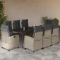 vidaXL Set comedor de jardín 9 pzas cojines ratán sintético gris claro vidaXL Set comedor de jardín 9 pzas cojines ratán sintético gris claro