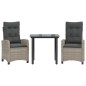 vidaXL Set comedor de jardín 3 pzas cojines ratán sintético gris claro vidaXL Set comedor de jardín 3 pzas cojines ratán sintético gris claro