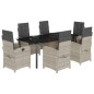 vidaXL Set comedor jardín 7 pzas y cojines ratán sintético gris claro vidaXL Set comedor jardín 7 pzas y cojines ratán sintético gris claro