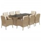 vidaXL Set comedor de jardín 9 pzas con cojines ratán sintético beige vidaXL Set comedor de jardín 9 pzas con cojines ratán sintético beige