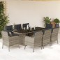 vidaXL Set comedor de jardín 9 pzas cojines ratán sintético gris claro vidaXL Set comedor de jardín 9 pzas cojines ratán sintético gris claro