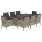 vidaXL Set comedor de jardín 9 pzas cojines ratán sintético gris claro vidaXL Set comedor de jardín 9 pzas cojines ratán sintético gris claro