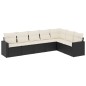 vidaXL Set de comedor de jardín 7 pzas y cojines ratán sintético negro vidaXL Set de comedor de jardín 7 pzas y cojines ratán sintético negro