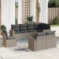 vidaXL Set de sofás de jardín 8 pzas y cojines ratán sintético gris vidaXL Set de sofás de jardín 8 pzas y cojines ratán sintético gris