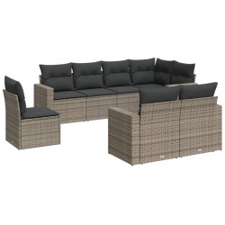 vidaXL Set de sofás de jardín 8 pzas y cojines ratán sintético gris