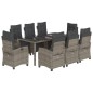 vidaXL Set comedor jardín 9 pzas y cojines ratán sintético gris vidaXL Set comedor jardín 9 pzas y cojines ratán sintético gris