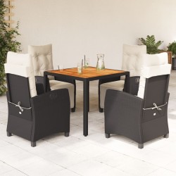 vidaXL Set de muebles jardín 5 pzas con cojines ratán sintético negro