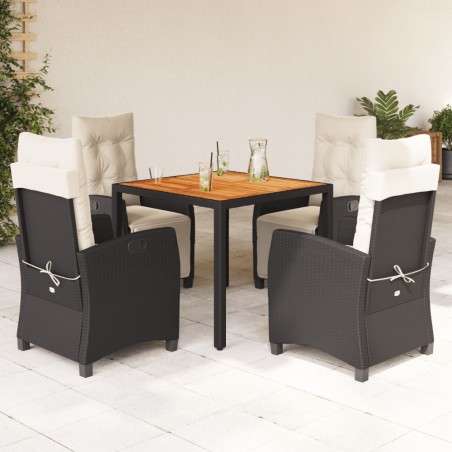 vidaXL Set de muebles jardín 5 pzas con cojines ratán sintético negro