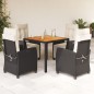 vidaXL Set de muebles jardín 5 pzas con cojines ratán sintético negro vidaXL Set de muebles jardín 5 pzas con cojines ratán sintético negro