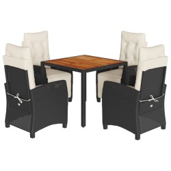 vidaXL Set de muebles jardín 5 pzas con cojines ratán sintético negro