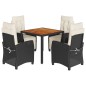 vidaXL Set de muebles jardín 5 pzas con cojines ratán sintético negro vidaXL Set de muebles jardín 5 pzas con cojines ratán sintético negro