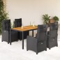 vidaXL Set de muebles jardín 5 pzas con cojines ratán sintético negro