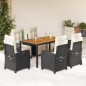 vidaXL Set de comedor de jardín 7 pzas y cojines ratán sintético negro vidaXL Set de comedor de jardín 7 pzas y cojines ratán sintético negro