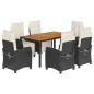 vidaXL Set de comedor de jardín 7 pzas y cojines ratán sintético negro vidaXL Set de comedor de jardín 7 pzas y cojines ratán sintético negro