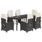 vidaXL Set de comedor de jardín 7 pzas y cojines ratán sintético negro vidaXL Set de comedor de jardín 7 pzas y cojines ratán sintético negro