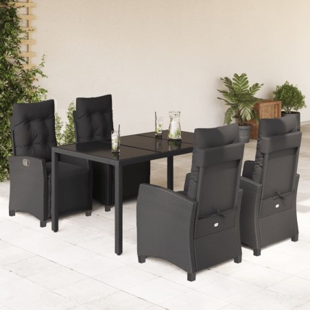 vidaXL Set de muebles jardín 5 pzas con cojines ratán sintético negro