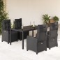 vidaXL Set de muebles jardín 5 pzas con cojines ratán sintético negro vidaXL Set de muebles jardín 5 pzas con cojines ratán sintético negro