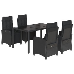 vidaXL Set de muebles jardín 5 pzas con cojines ratán sintético negro
