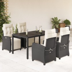 vidaXL Set de muebles jardín 5 pzas con cojines ratán sintético negro