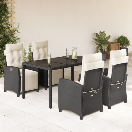 vidaXL Set de muebles jardín 5 pzas con cojines ratán sintético negro