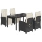 vidaXL Set de muebles jardín 5 pzas con cojines ratán sintético negro vidaXL Set de muebles jardín 5 pzas con cojines ratán sintético negro