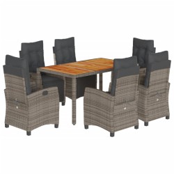 vidaXL Set comedor jardín 7 pzas y cojines ratán sintético gris