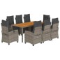 vidaXL Set comedor jardín 9 pzas y cojines ratán sintético gris vidaXL Set comedor jardín 9 pzas y cojines ratán sintético gris