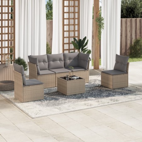 vidaXL Juego de sofás jardín con cojines 6 pzas ratán sintético beige