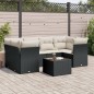 vidaXL Set de comedor de jardín 7 pzas y cojines ratán sintético negro vidaXL Set de comedor de jardín 7 pzas y cojines ratán sintético negro