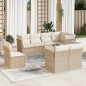 vidaXL Juego de sofás de jardín con cojines beige 8 pzas ratán PE vidaXL Juego de sofás de jardín con cojines beige 8 pzas ratán PE